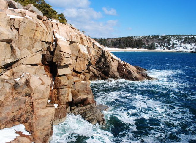 Frenchman Bay crashes into the jagged shoreline of Acadia National Park, on Mount Desert Island.