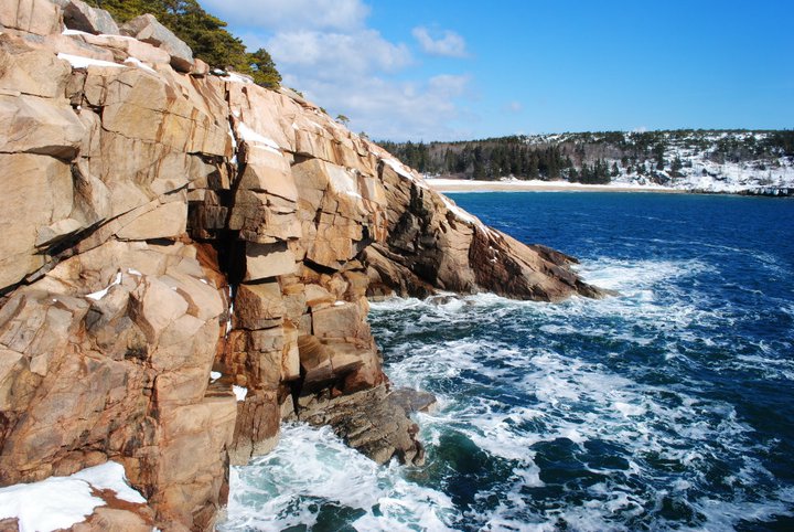 Frenchman Bay crashes into the jagged shoreline of Acadia National Park, on Mount Desert Island.