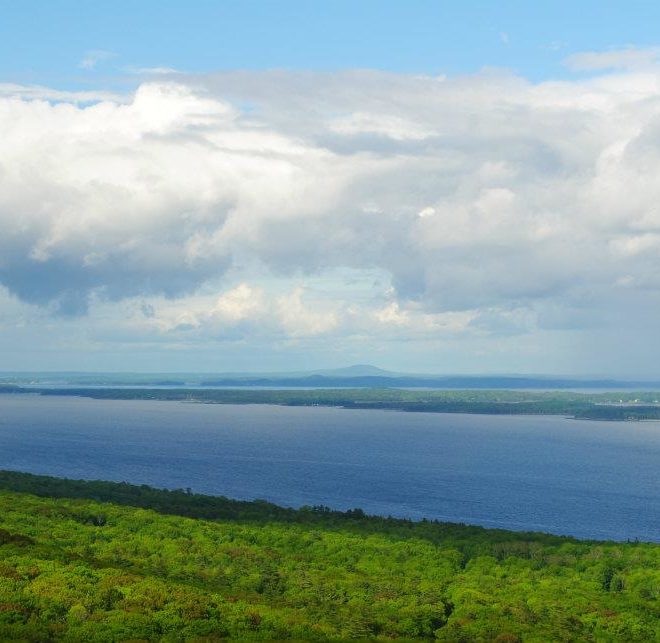 Looking straight up western Penobscot Bay toward Blue Hill.