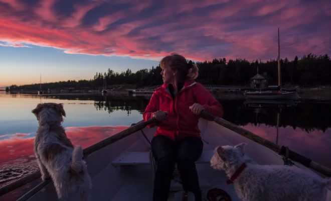 Rowing into an unforgettable sunset, on the Eggemoggin Reach.