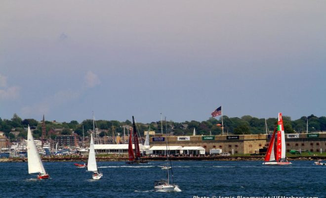 Fort Adams, with its lawns and overlooks, proved to be an ideal spot for spectators to watch the America's Cup action.