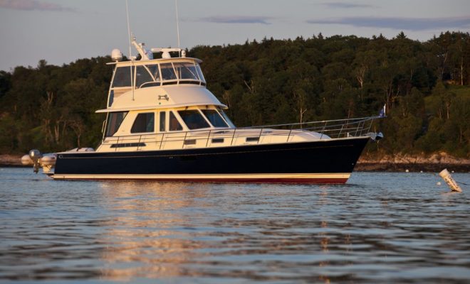 TRAVELER, a Sabre 54 Flybridge yacht owned by Acadia Yacht Sales partner William Seale.