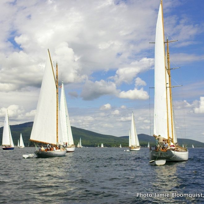 Heron, at right, will be competing in this year's Antigua Classic Yacht Regatta, with a crew from Rockport Marine aboard.