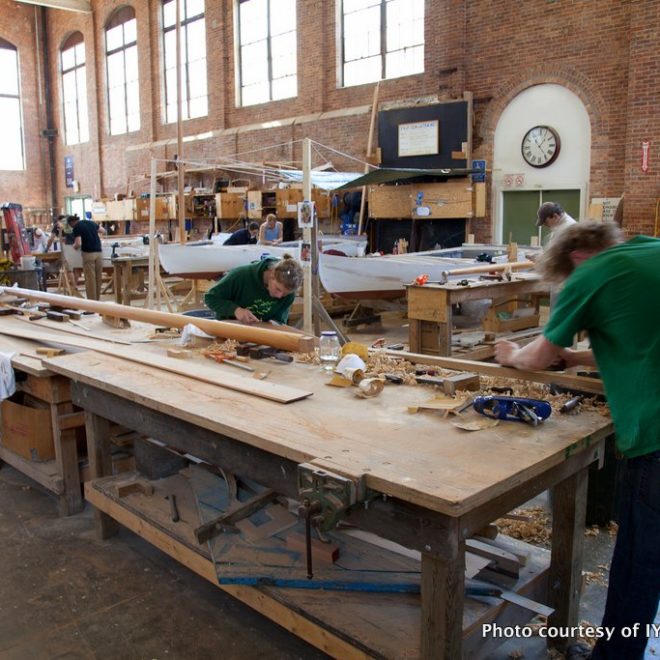 IYRS students at work inside Restoration Hall in Newport.