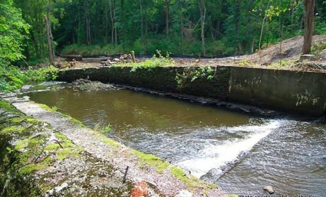 The Hopewell Dam, located just off Hopewell Street in Taunton, Massachusetts, once powered turbines for a manufacturing plant.