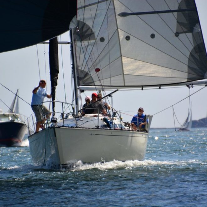 SCARPA drag races through Hussey Sound during the 2013 MS Regatta. She placed third in racing division 2.