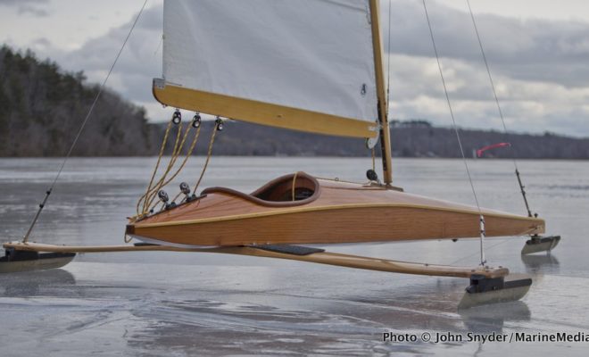 A stunning restored 1965 Meade iceboat on Chickawaukie Lake in Rockland.