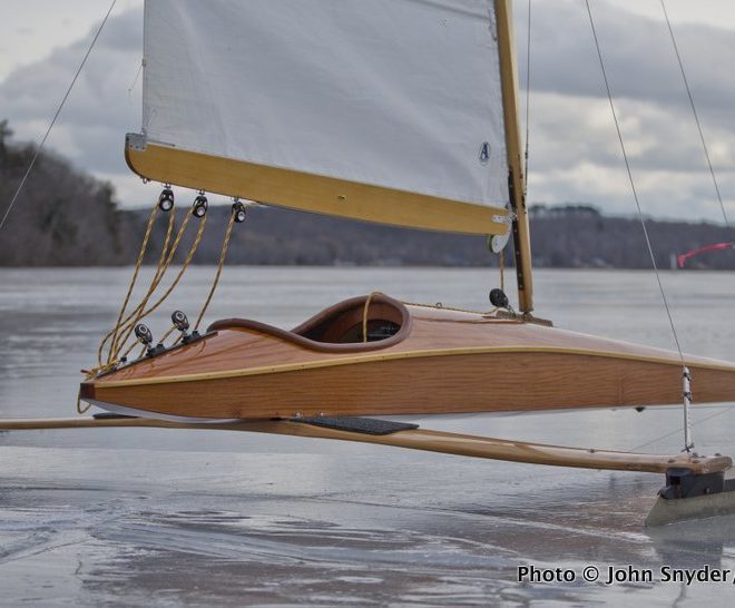 A stunning restored 1965 Meade iceboat on Chickawaukie Lake in Rockland.