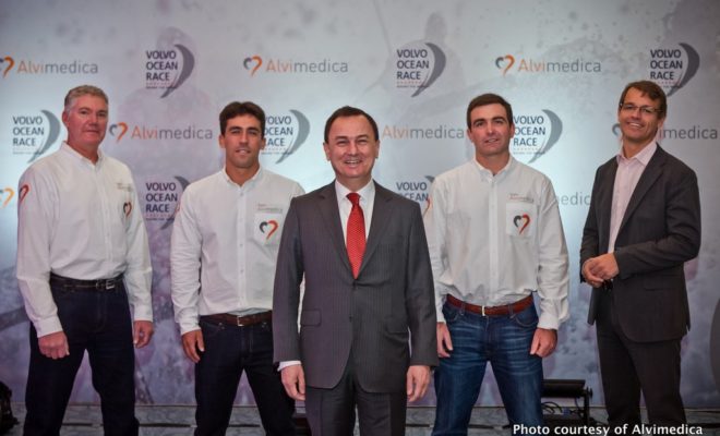 From left: Bill Erkelens, Mark Towill, Cem Bozkurt (CEO Alvimedica), Charlie Enright, and Knut Frostad.