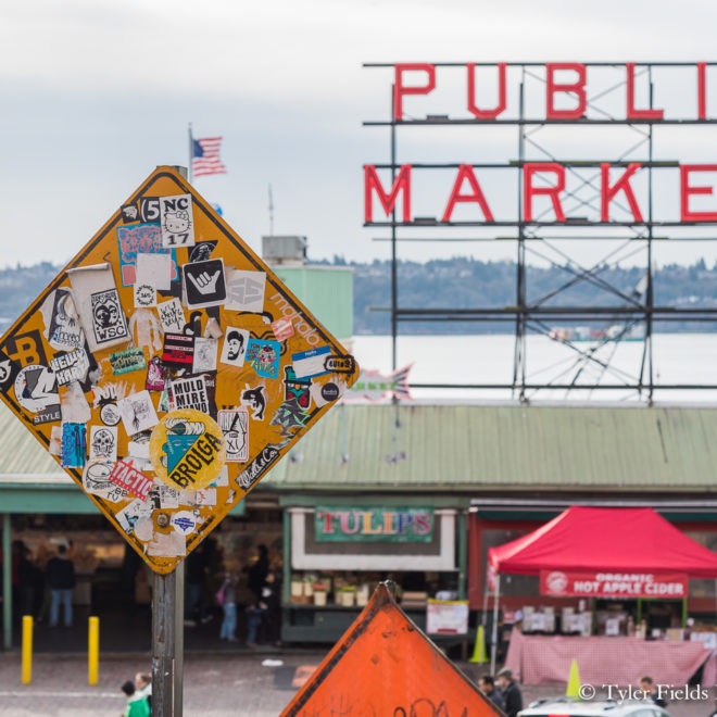 Pike Place Market along the Elliot Bay waterfront in downtown Seattle
