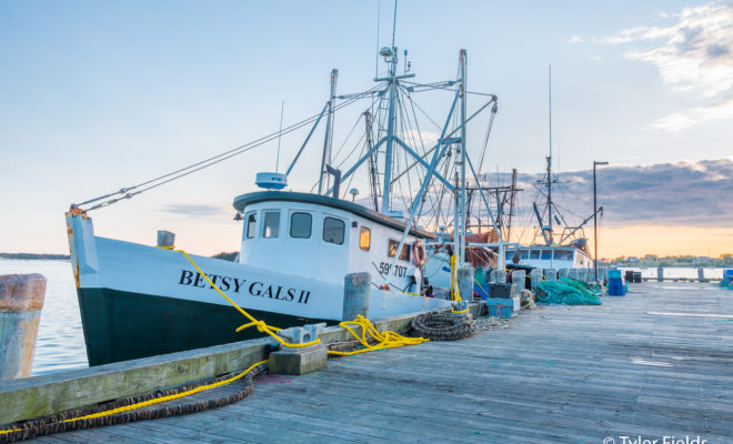 Commercial Fishing Boats Dock in Woods Hole, MA