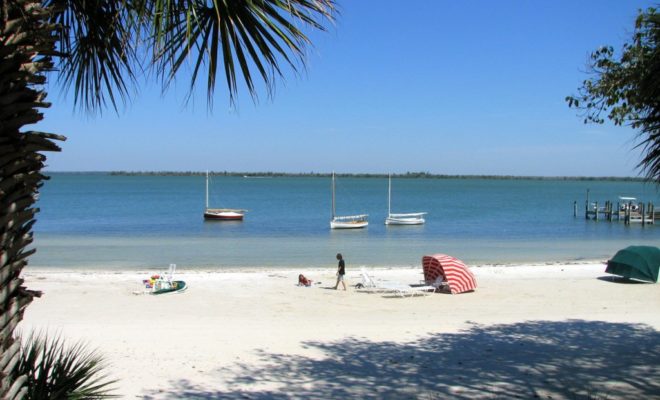 Beach on east side of island.  Barron Collier had the sand barged decades ago from when he built the first road across Florida.