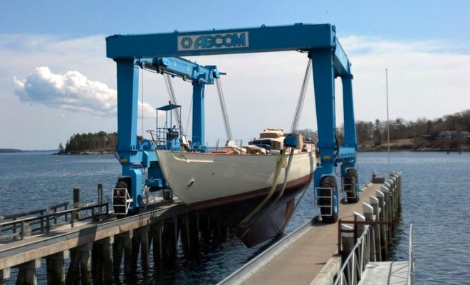 Sumurun, one of the most famous of the Fife yachts in existence today, is hauled one day after her sister Fife was relaunched.