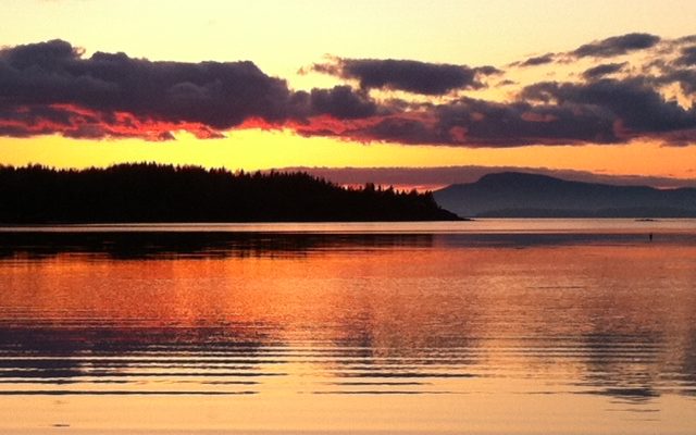 A gorgeous sunset over the Camden hills during our first overnight of the 2012 sailing season.