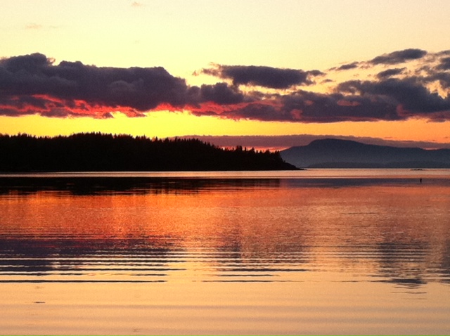 A gorgeous sunset over the Camden hills during our first overnight of the 2012 sailing season.