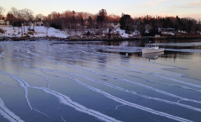 Ice in Rockport Harbor has fought a valiant battle with the local lobsterboats all winter. It's time for the boats to win!