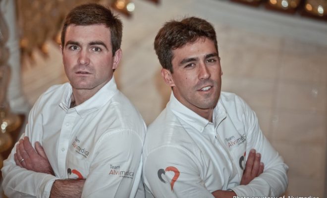 Team Alvimedica Skipper Charlie Enright, at left, and Mark Towill, Team Alvimedica General Manager.