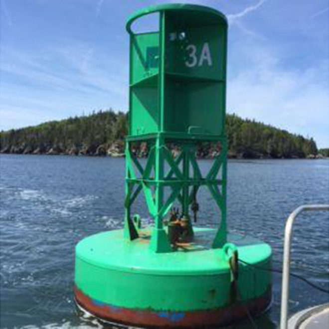 A buoy missing its bell, courtesy the Coast Guard
