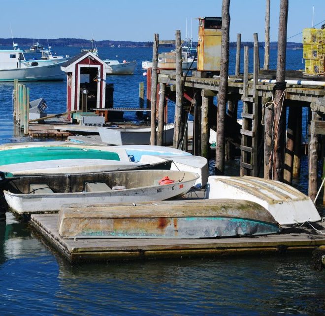 The main dock at Barneys Lobster Pound on Beals Island.