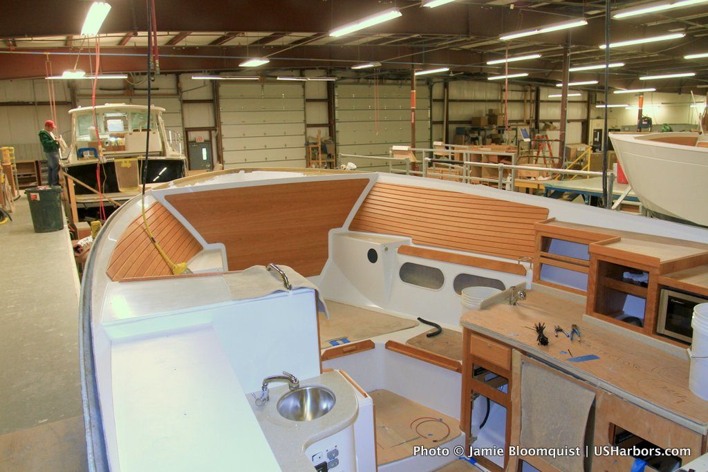 The tour of Maine boatyards was designed to showcase Maine's finest craftsmanship, including Back Cove Yachts.