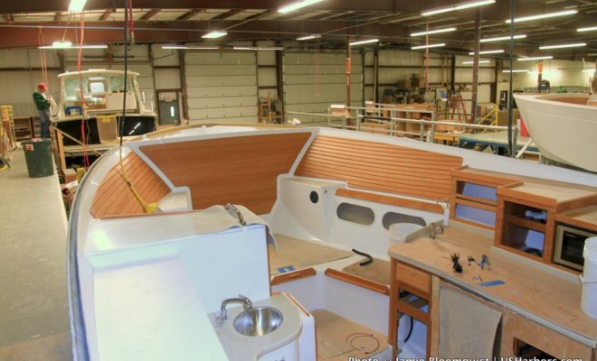 The tour of Maine boatyards was designed to showcase Maine's finest craftsmanship, including Back Cove Yachts.