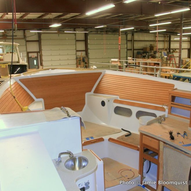 The tour of Maine boatyards was designed to showcase Maine's finest craftsmanship, including Back Cove Yachts.