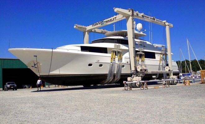 This 113-foot motor yacht was certainly the catch of the day as she came out of Belfast Bay.