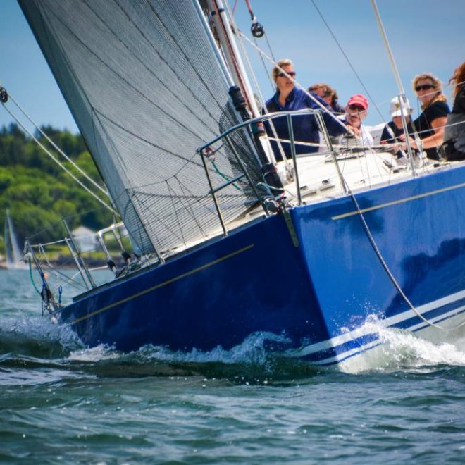 Class A yacht TAMARACK heading towards the last mark of the second race.