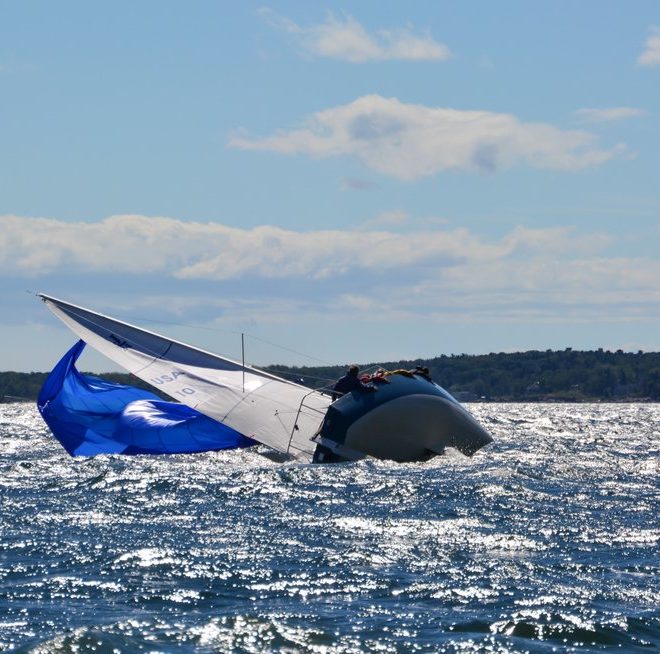 S/V MATRIX gets knocked down finishing the last race.