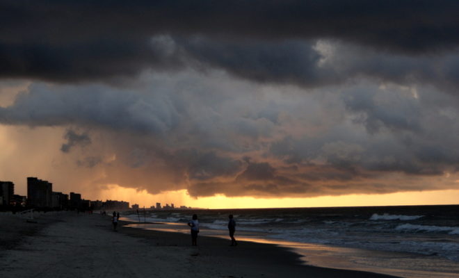 Storm clouds at dawn over North Myrtle Beach on 6/24/2014.