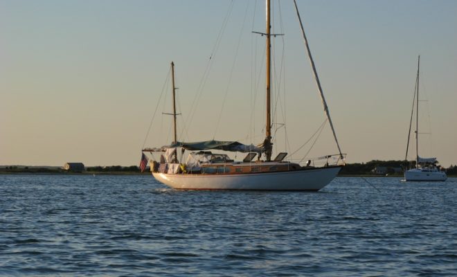 CHRISTMAS anchored for the night in Lake Tashmoo, near Vineyard Haven on Martha's Vineyard. Photo by Tom Young/USHarbors.com.