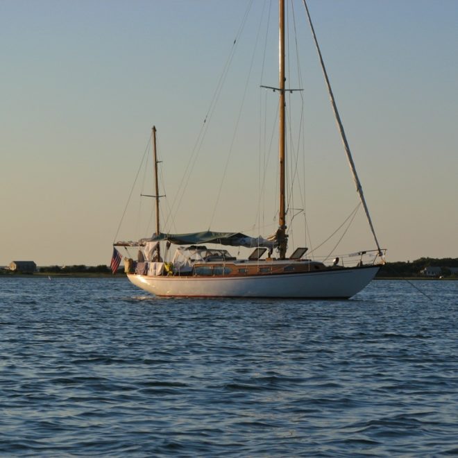 CHRISTMAS anchored for the night in Lake Tashmoo, near Vineyard Haven on Martha's Vineyard. Photo by Tom Young/USHarbors.com.