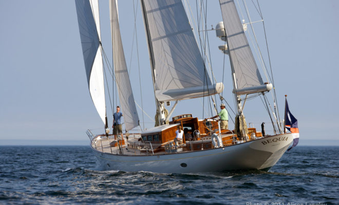 Bequia, designed by Stephens & Waring Yacht Design, Built by Brooklin Boatyard. Photo by Alison Langley