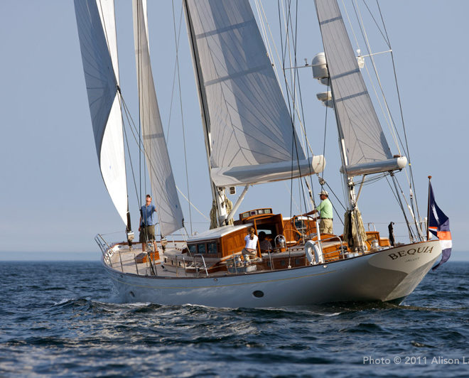 Bequia, designed by Stephens & Waring Yacht Design, Built by Brooklin Boatyard. Photo by Alison Langley