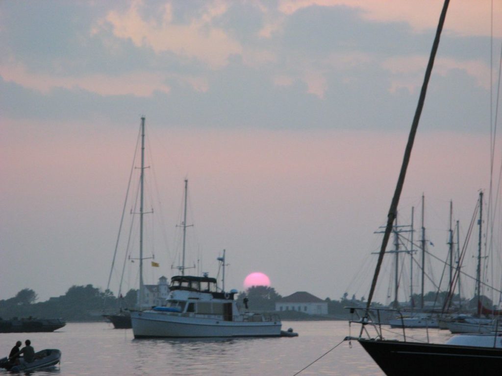 Sunset in Great Salt Pond, on Block Island. Photo by Tom Young/USHarbors.com.