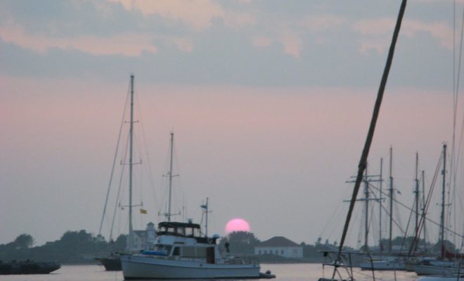 Sunset in Great Salt Pond, on Block Island. Photo by Tom Young/USHarbors.com.