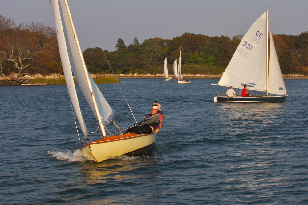 A Cape Cod Knockabout sailing fast to windward in Hadley Harbor. Photo by Tom Young/USHarbors.com.