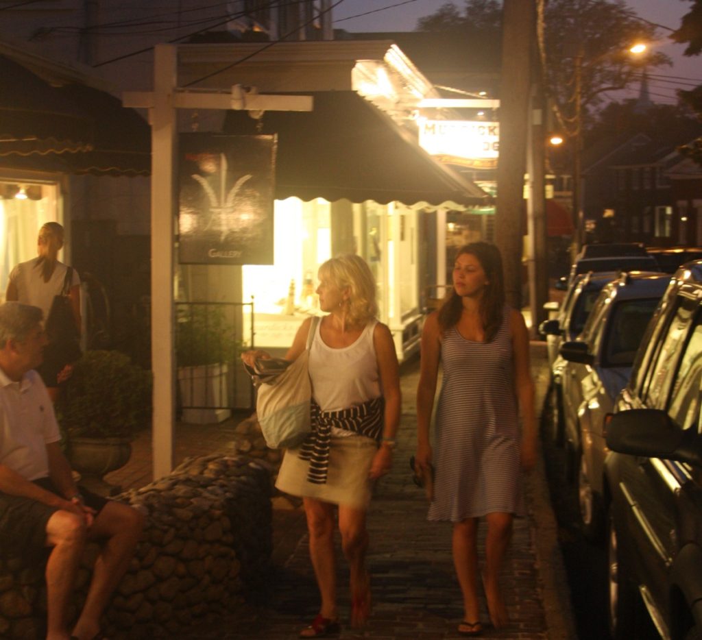 A mother and daughter stroll in Edgartown. Photo by Tom Young/USHarbors.com.