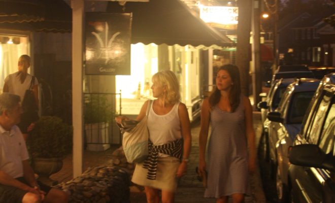 A mother and daughter stroll in Edgartown. Photo by Tom Young/USHarbors.com.