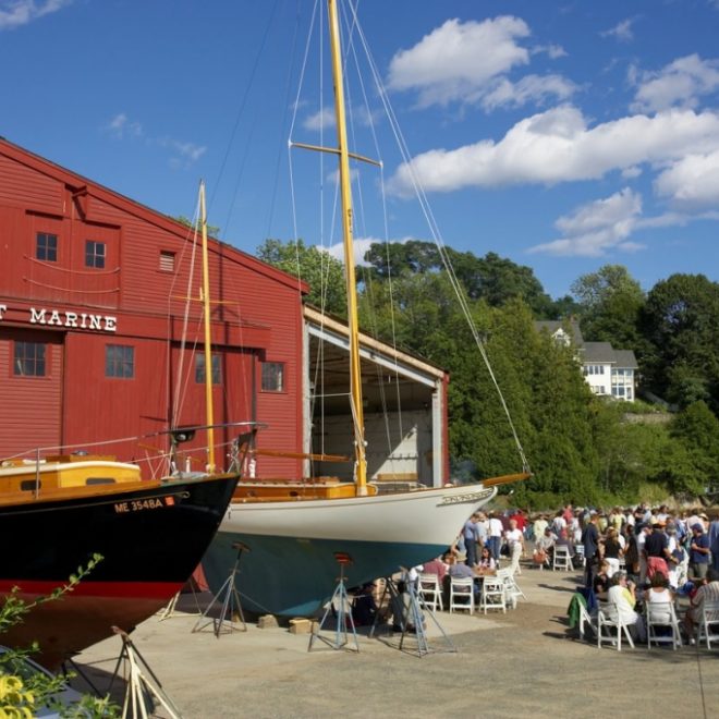Every launch at Rockport Marine is a celebration that the entire local community enjoys.
