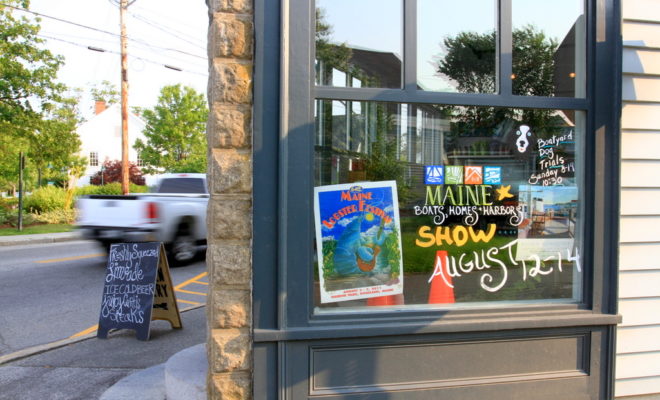 Rockland events are showing up on Rockland businesses windows.