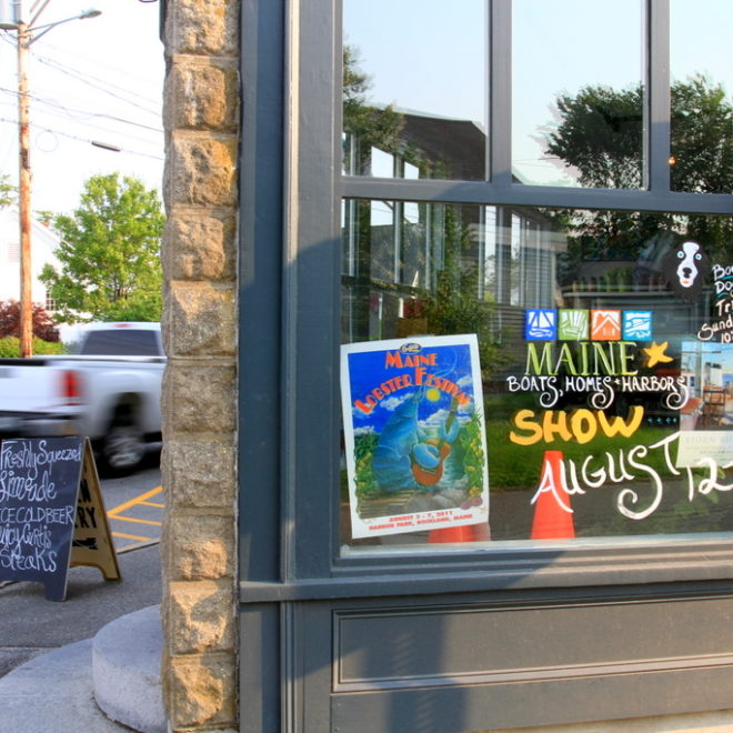 Rockland events are showing up on Rockland businesses windows.