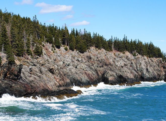The rocky shores of the Bold Coast Trail in Cutler, Maine. Photo by Alex Plummer/USHarbors.com.