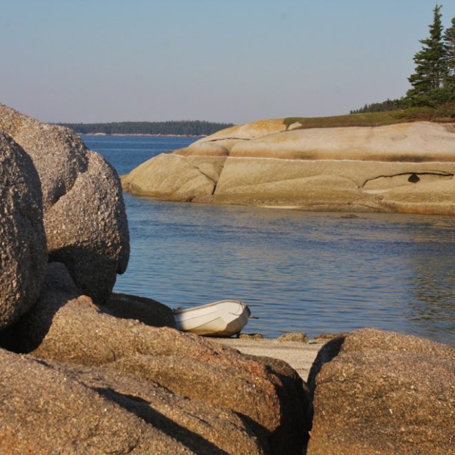 One of the many watery threads through the pink granite of Merchants Row. Photo by Tom Young/USHarbors.com.
