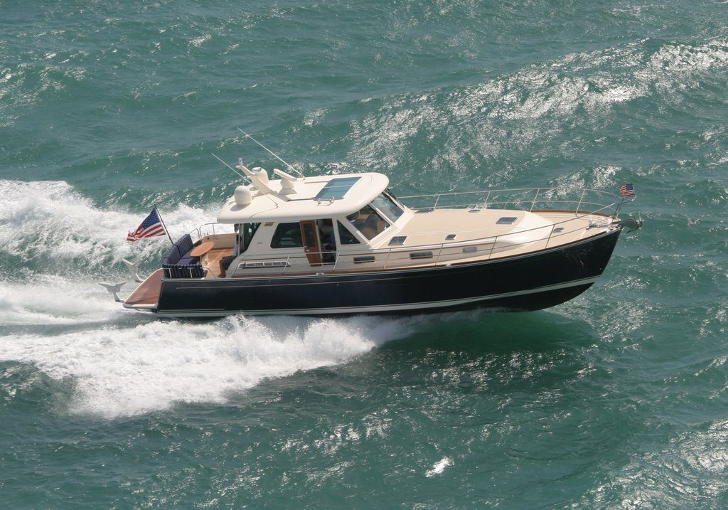 A Sabre 48 Salon Express enters Fort Lauderdale from the Gulf Stream.