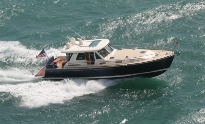 A Sabre 48 Salon Express enters Fort Lauderdale from the Gulf Stream.