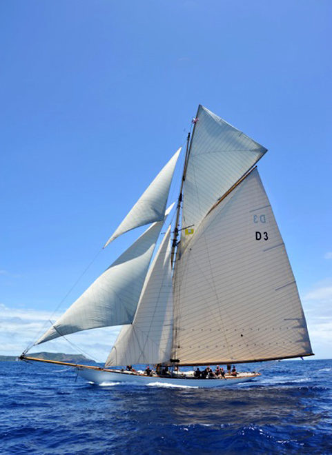 The stunning Fife sloop TUIGA enjoying picture-perfect conditions at the 2012 Antigua Classic Yacht Regatta.
