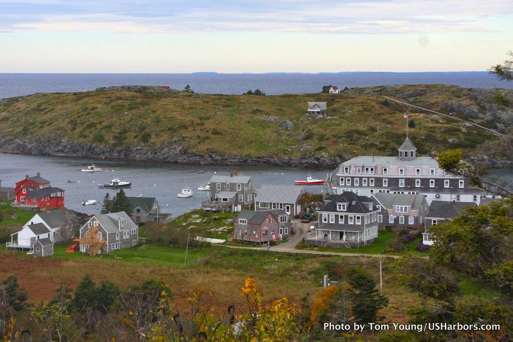 The view from the top of Monhegan, with Manana Island in the distance.