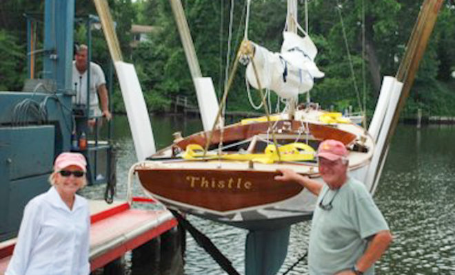 SK 79, THISTLE, built on Cape Cod and launched on the Chesapeake.