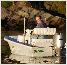 Ben Ellison at the helm of "Little Gizmo"